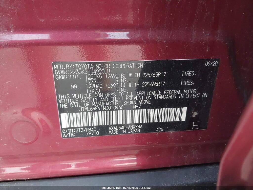 JTML6RFV1MD010960 2021 TOYOTA RAV4 HYBRID photo no. 9