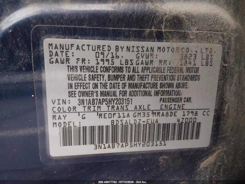 3N1AB7AP5HY203151 2017 NISSAN SENTRA photo no. 9