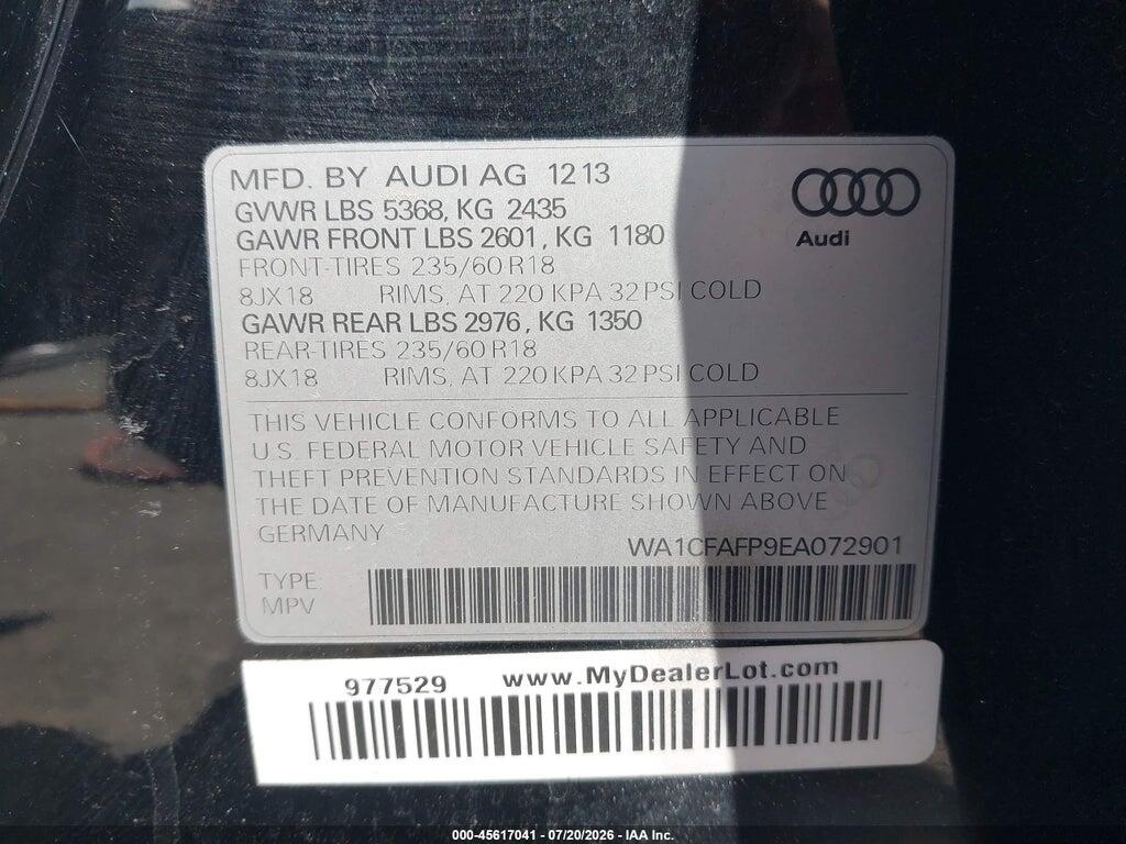 WA1CFAFP9EA072901 2014 AUDI Q5 photo no. 9