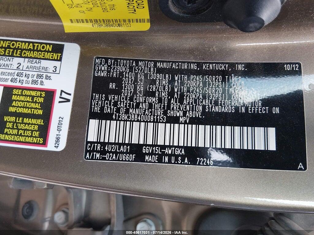 4T3BK3BB4DU081153 2013 TOYOTA VENZA photo no. 9