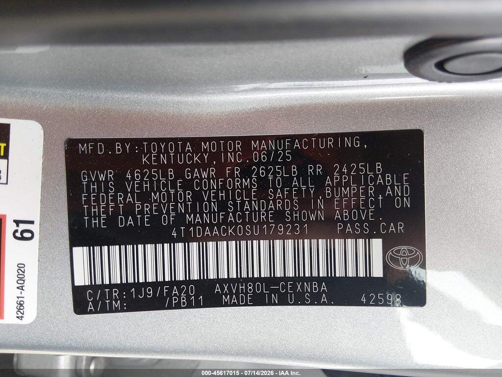 4T1DAACK0SU179231 2025 TOYOTA CAMRY photo no. 9