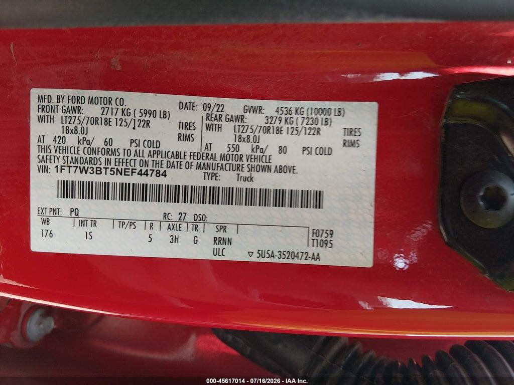 1FT7W3BT5NEF44784 2022 FORD F-350 photo no. 9
