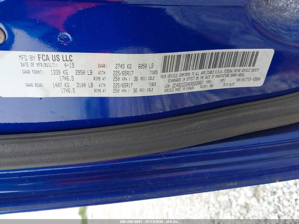 2C4RDGEGXKR683067 2019 DODGE GRAND CARAVAN photo no. 9