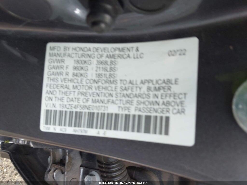 19XZE4F58NE010731 2022 HONDA INSIGHT photo no. 9
