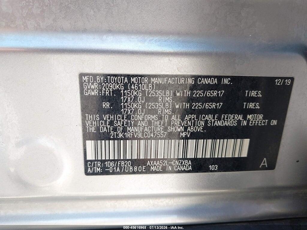2T3K1RFV9LC047557 2020 TOYOTA RAV4 photo no. 9