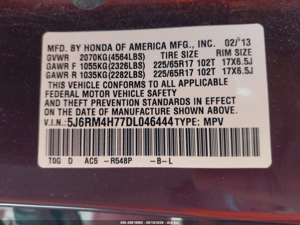5J6RM4H77DL046444 2013 HONDA CR-V photo no. 9