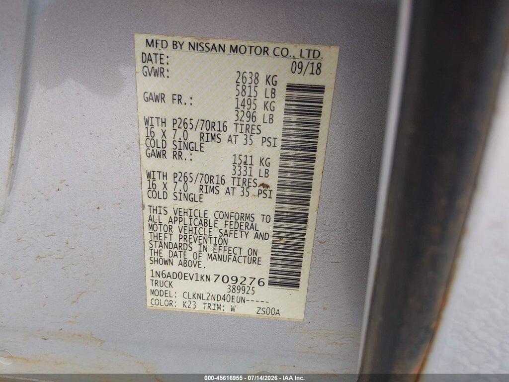 1N6AD0EV1KN709276 2019 NISSAN FRONTIER photo no. 9