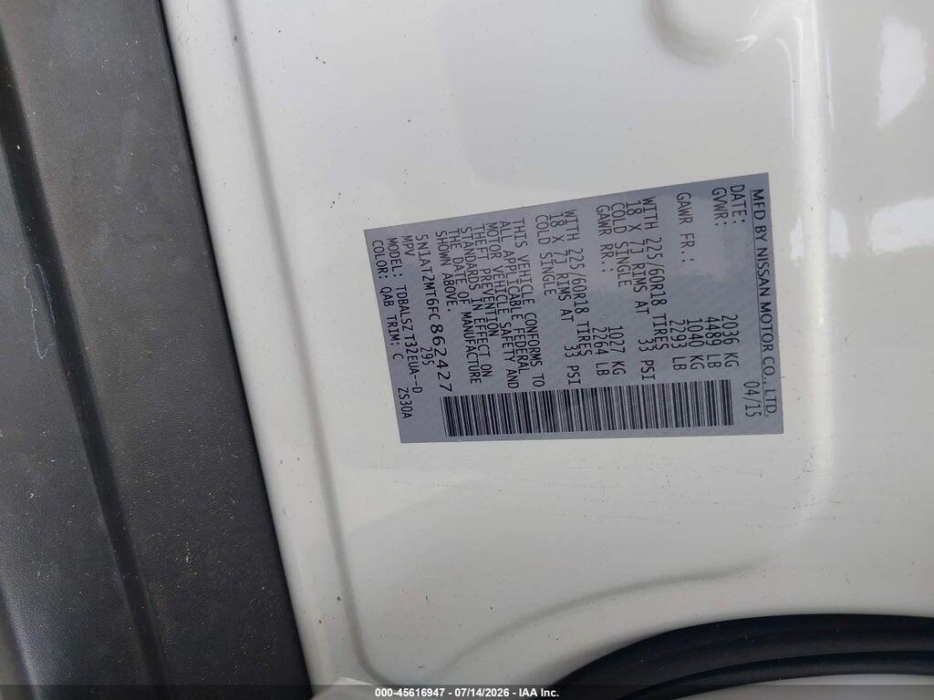 5N1AT2MT6FC862427 2015 NISSAN ROGUE photo no. 9