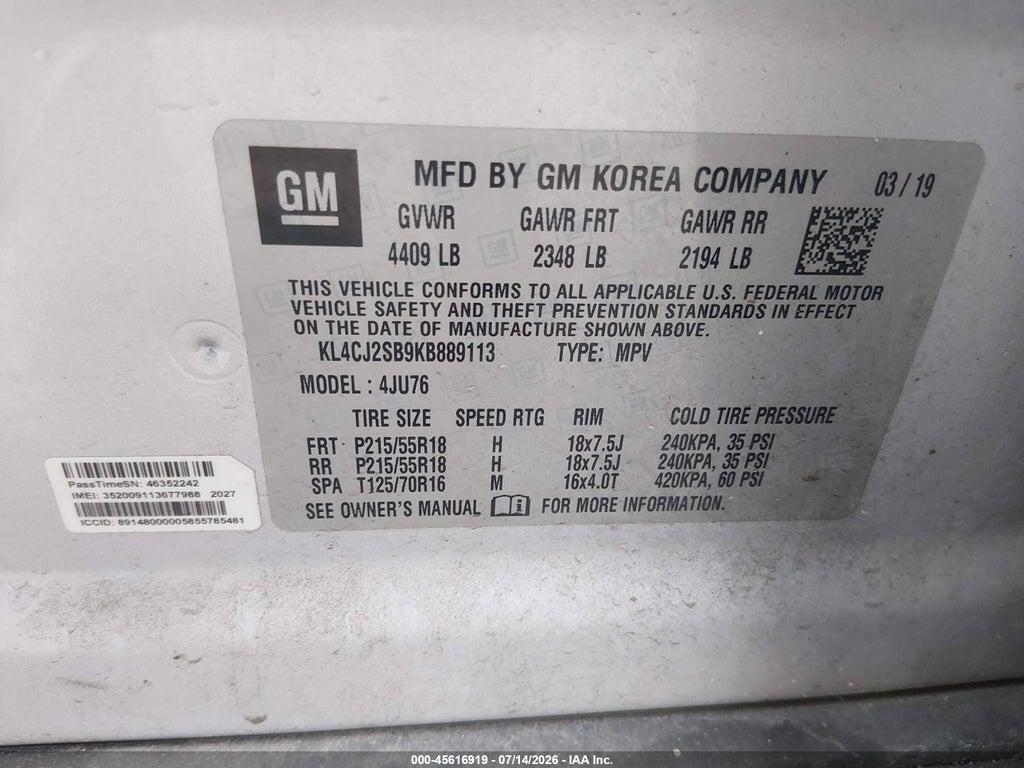KL4CJ2SB9KB889113 2019 BUICK ENCORE photo no. 9