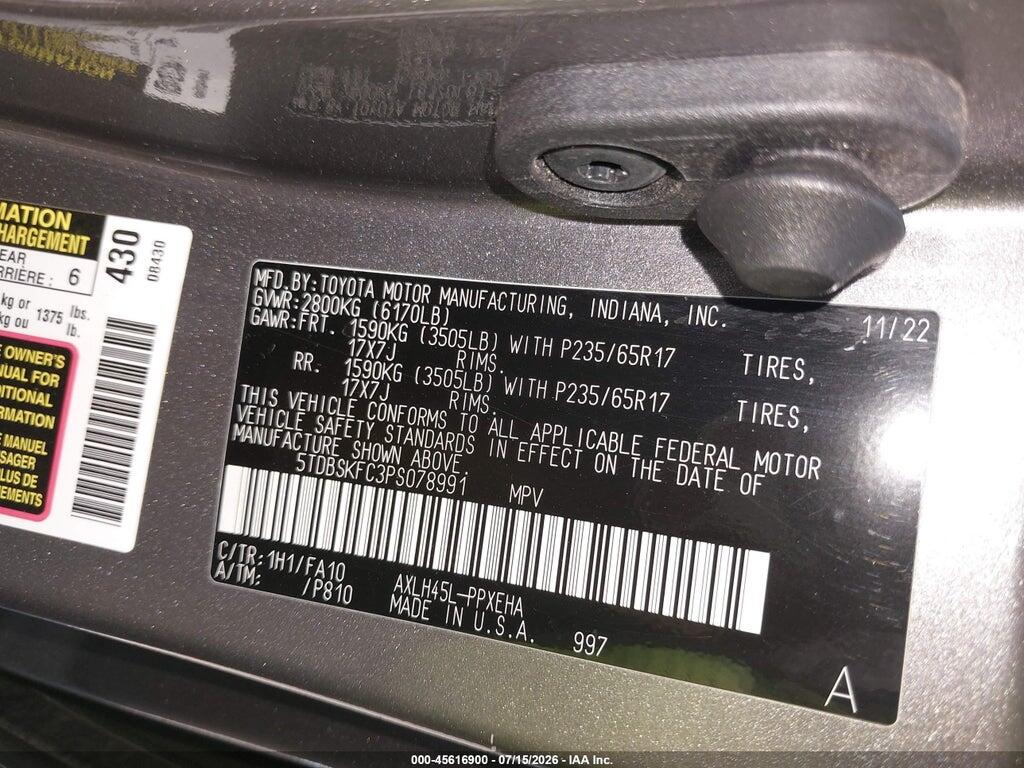 5TDBSKFC3PS078991 2023 TOYOTA SIENNA photo no. 9
