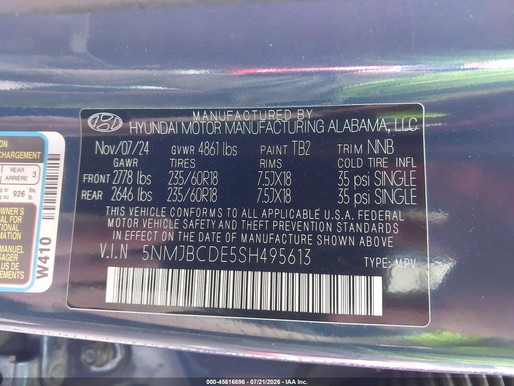 5NMJBCDE5SH495613 2025 HYUNDAI TUCSON photo no. 9