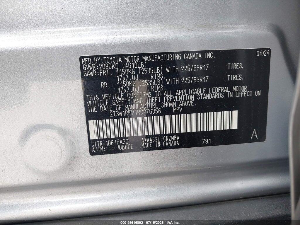 2T3W1RFV1RC276356 2024 TOYOTA RAV4 photo no. 9