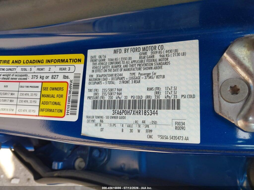 3FA6P0H7XHR185344 2017 FORD FUSION photo no. 9