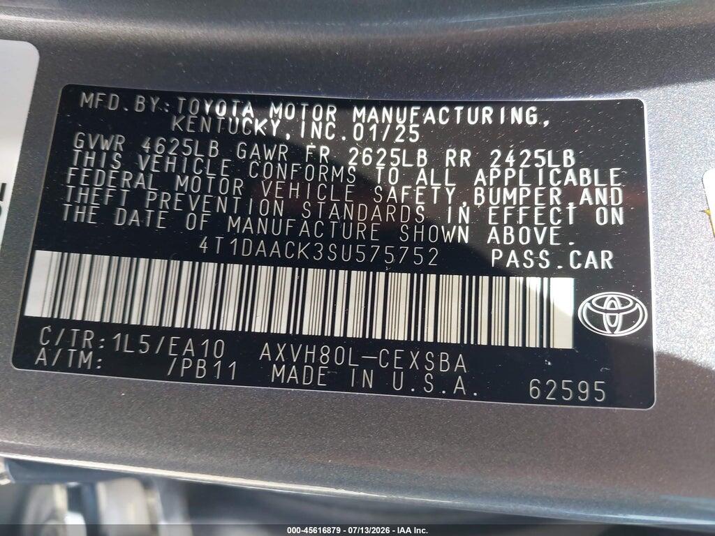 4T1DAACK3SU575752 2025 TOYOTA CAMRY photo no. 9