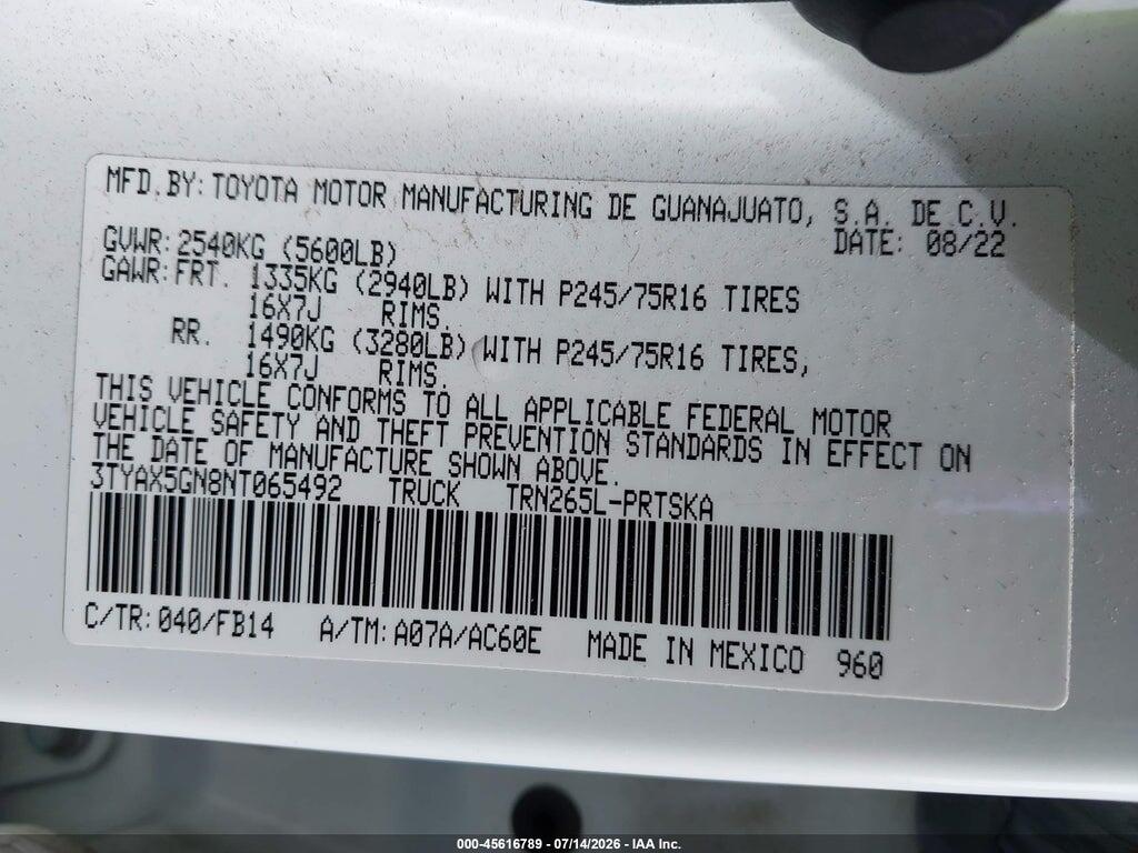 3TYAX5GN8NT065492 2022 TOYOTA TACOMA photo no. 9