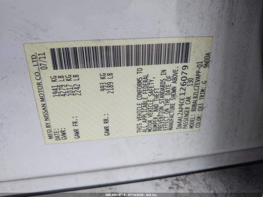 1N4AL2AP4CC126079 2012 NISSAN ALTIMA photo no. 9