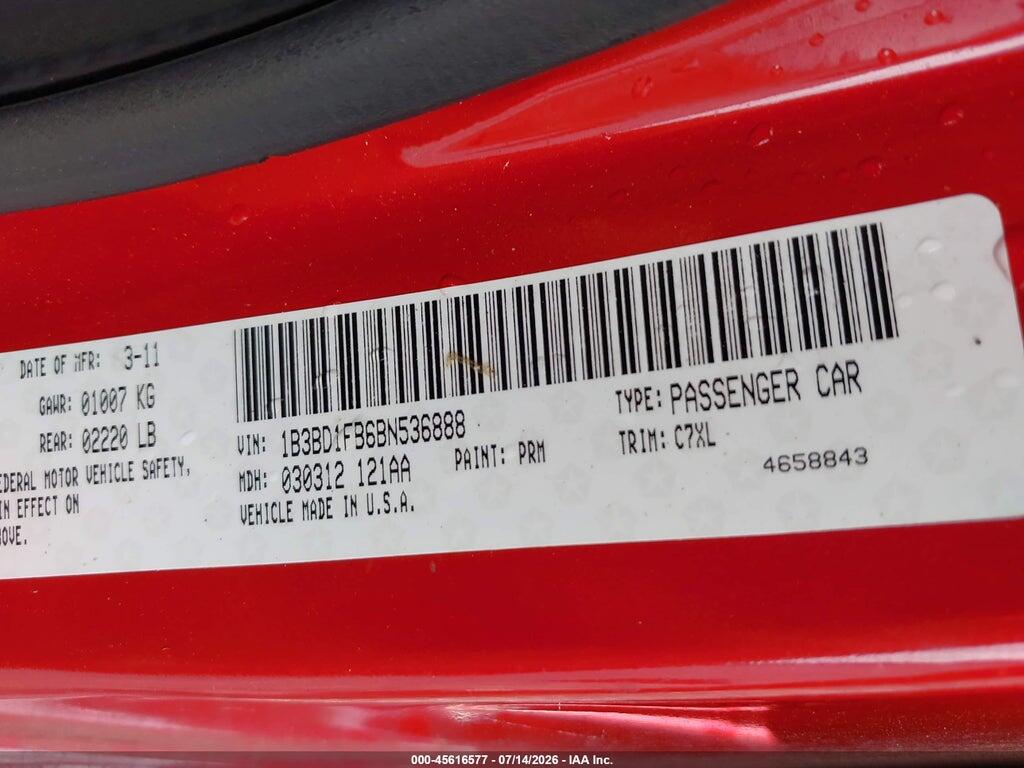 1B3BD1FB6BN536888 2011 DODGE AVENGER photo no. 9
