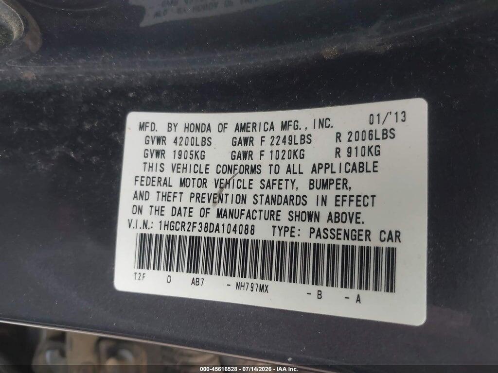 1HGCR2F38DA104088 2013 HONDA ACCORD photo no. 9