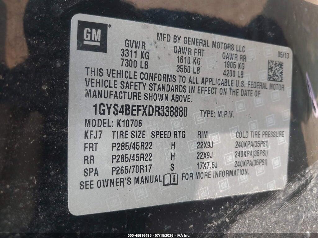 1GYS4BEFXDR338880 2013 CADILLAC ESCALADE photo no. 9