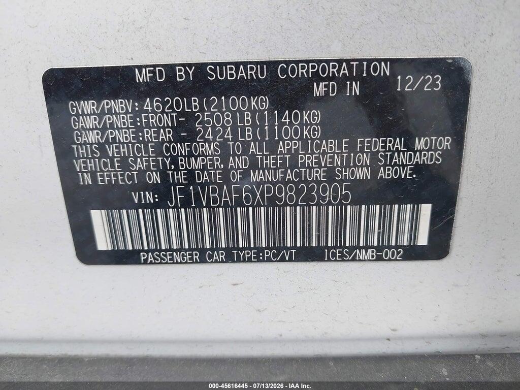 JF1VBAF6XP9823905 2023 SUBARU WRX photo no. 9