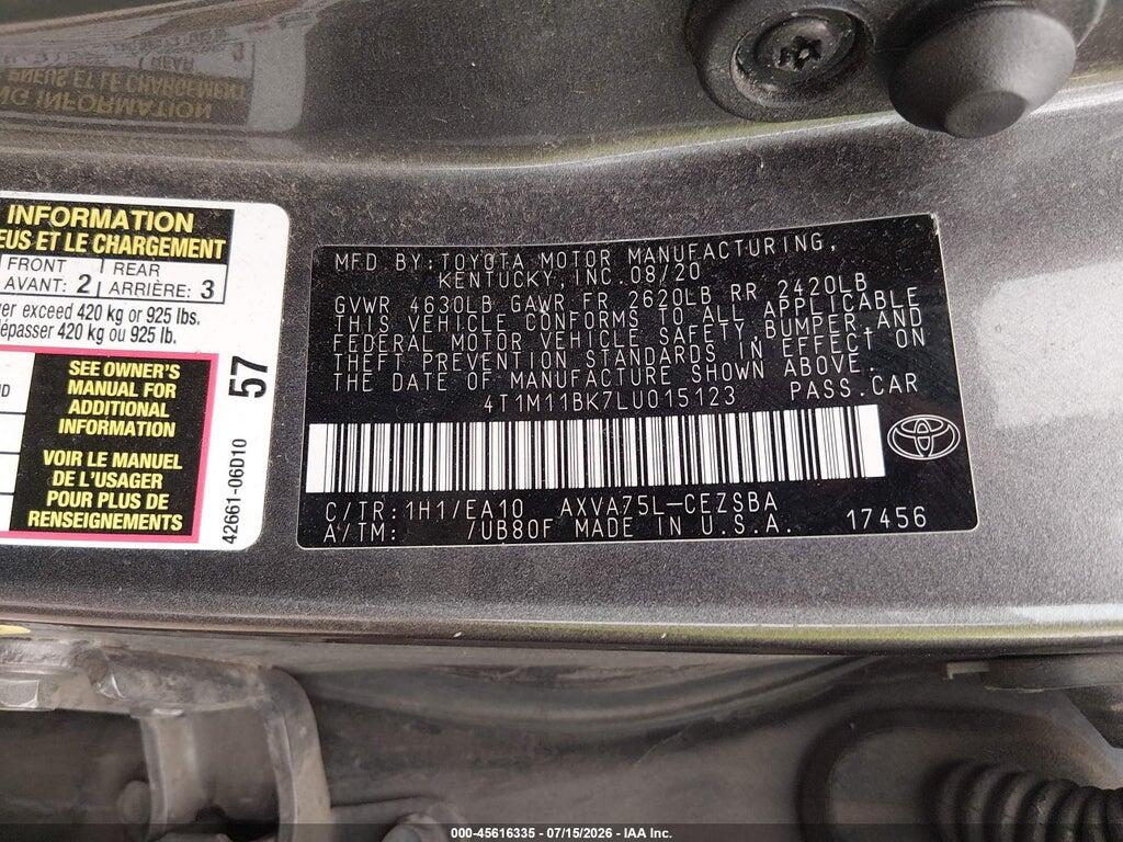 4T1M11BK7LU015123 2020 TOYOTA CAMRY photo no. 9