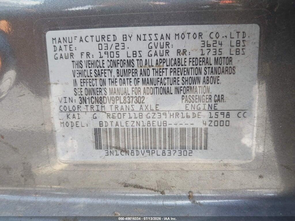 3N1CN8DV9PL837302 2023 NISSAN VERSA photo no. 9