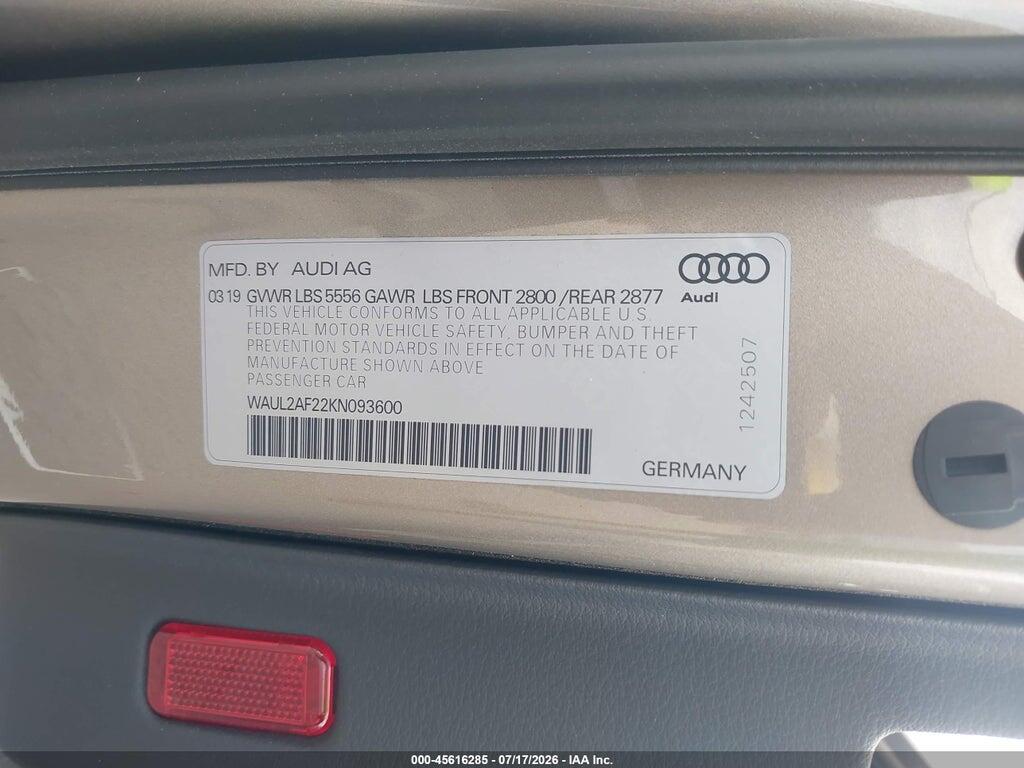 WAUL2AF22KN093600 2019 AUDI A6 photo no. 9