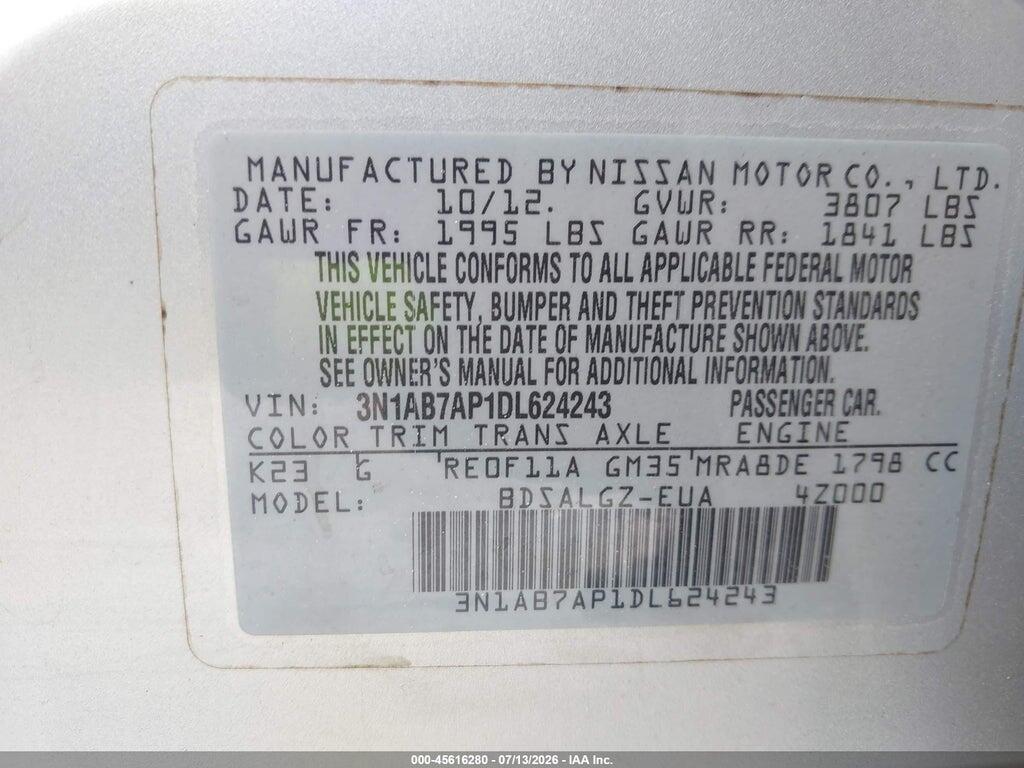 3N1AB7AP1DL624243 2013 NISSAN SENTRA photo no. 9