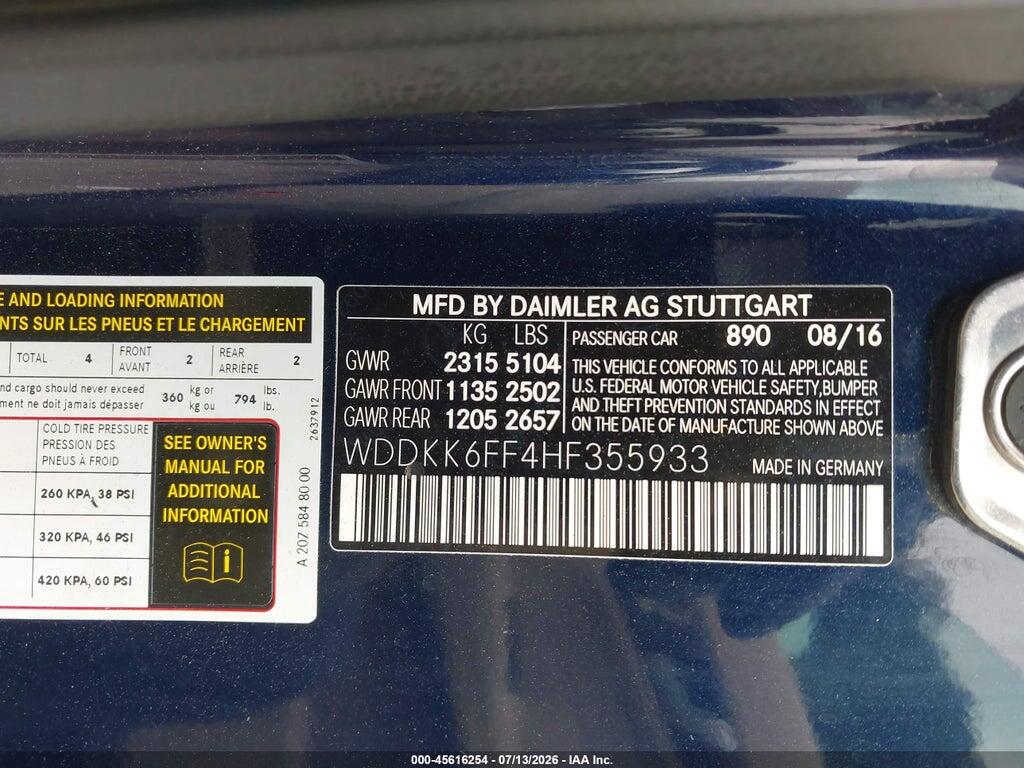 WDDKK6FF4HF355933 2017 MERCEDES-BENZ E 400 photo no. 9