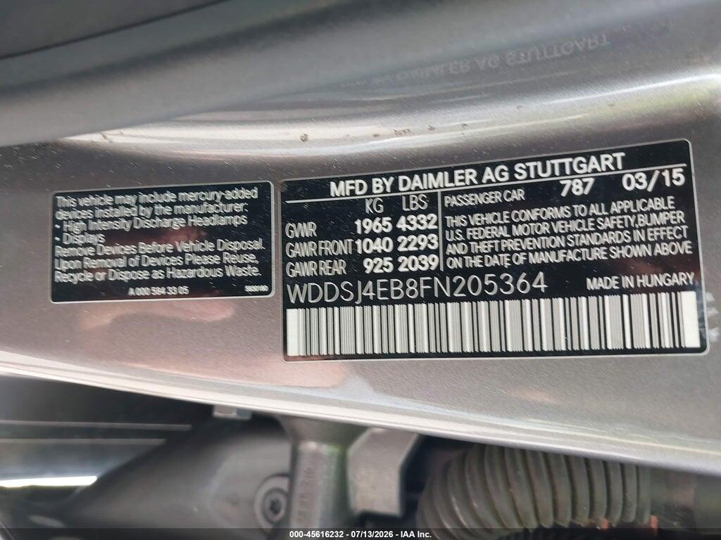 WDDSJ4EB8FN205364 2015 MERCEDES-BENZ CLA 250 photo no. 9