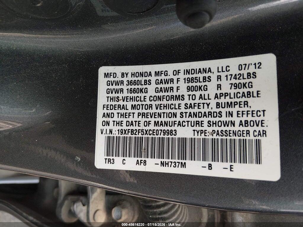 19XFB2F5XCE079983 2012 HONDA CIVIC photo no. 9