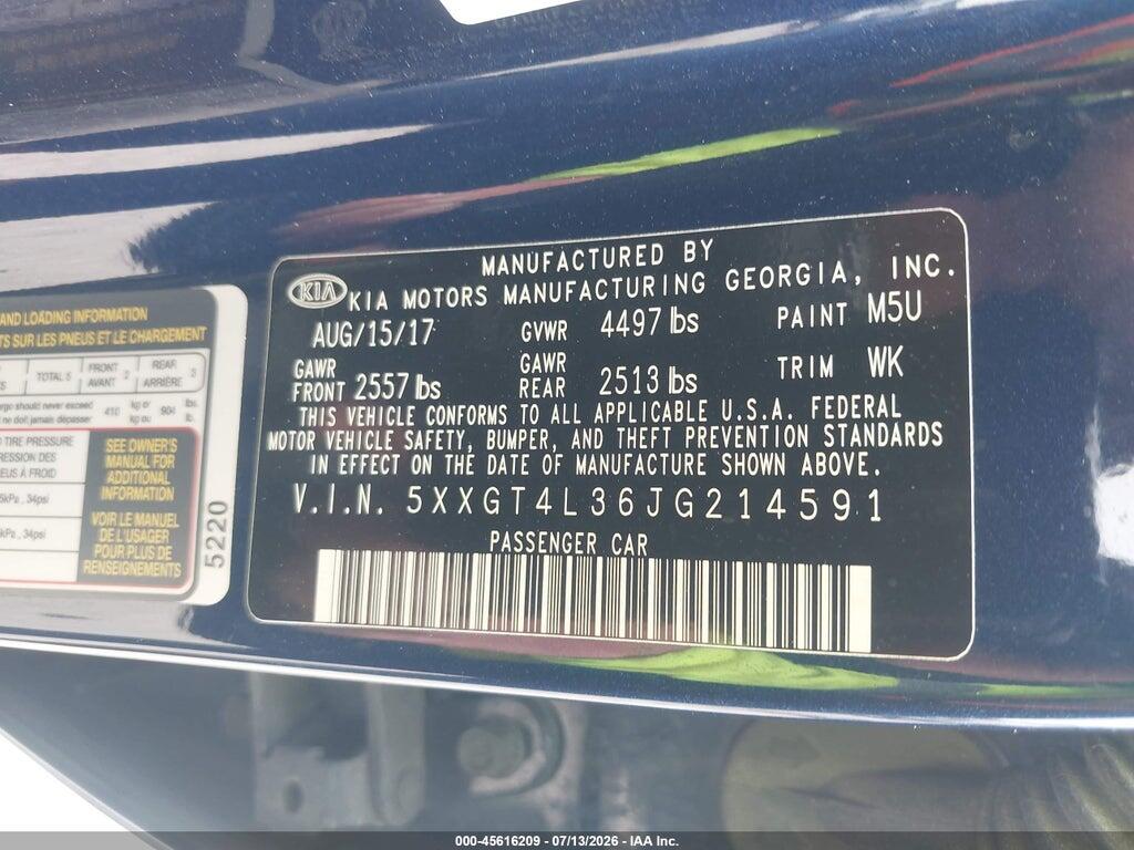 5XXGT4L36JG214591 2018 KIA OPTIMA photo no. 9