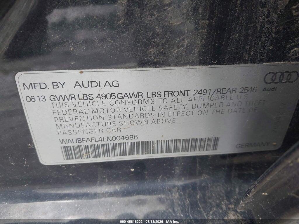 WAUBFAFL4EN004686 2014 AUDI A4 photo no. 9