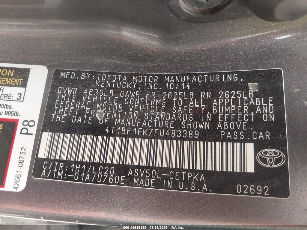 4T1BF1FK7FU483389 2015 TOYOTA CAMRY photo no. 9