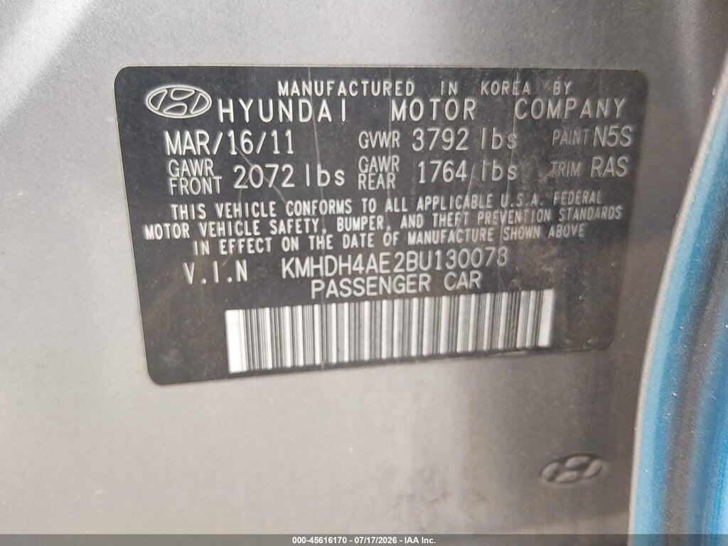 KMHDH4AE2BU130073 2011 HYUNDAI ELANTRA photo no. 9