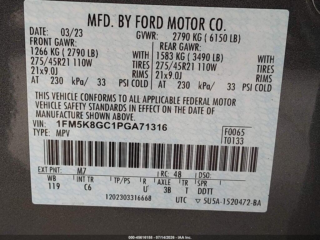 1FM5K8GC1PGA71316 2023 FORD EXPLORER photo no. 9