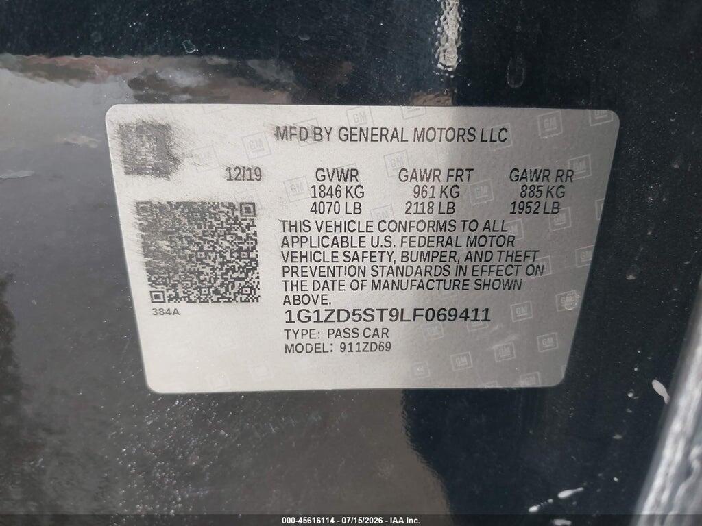 1G1ZD5ST9LF069411 2020 CHEVROLET MALIBU photo no. 9