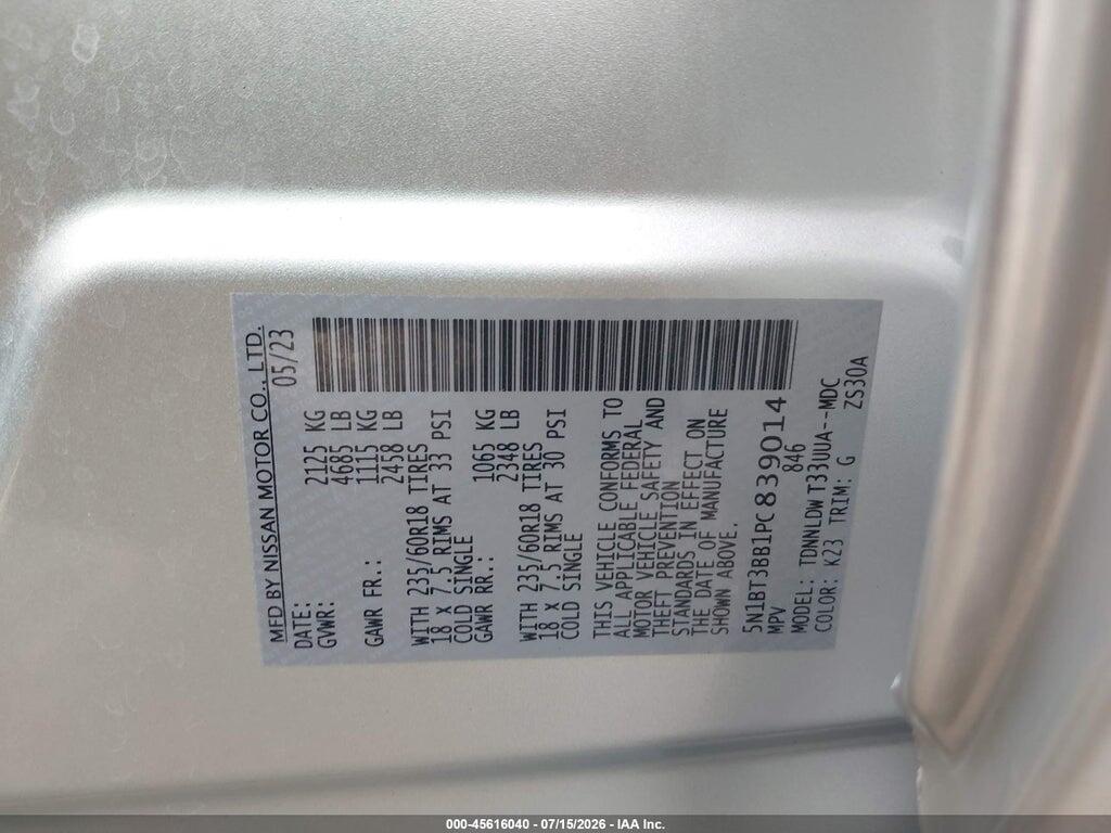 5N1BT3BB1PC839014 2023 NISSAN ROGUE photo no. 9