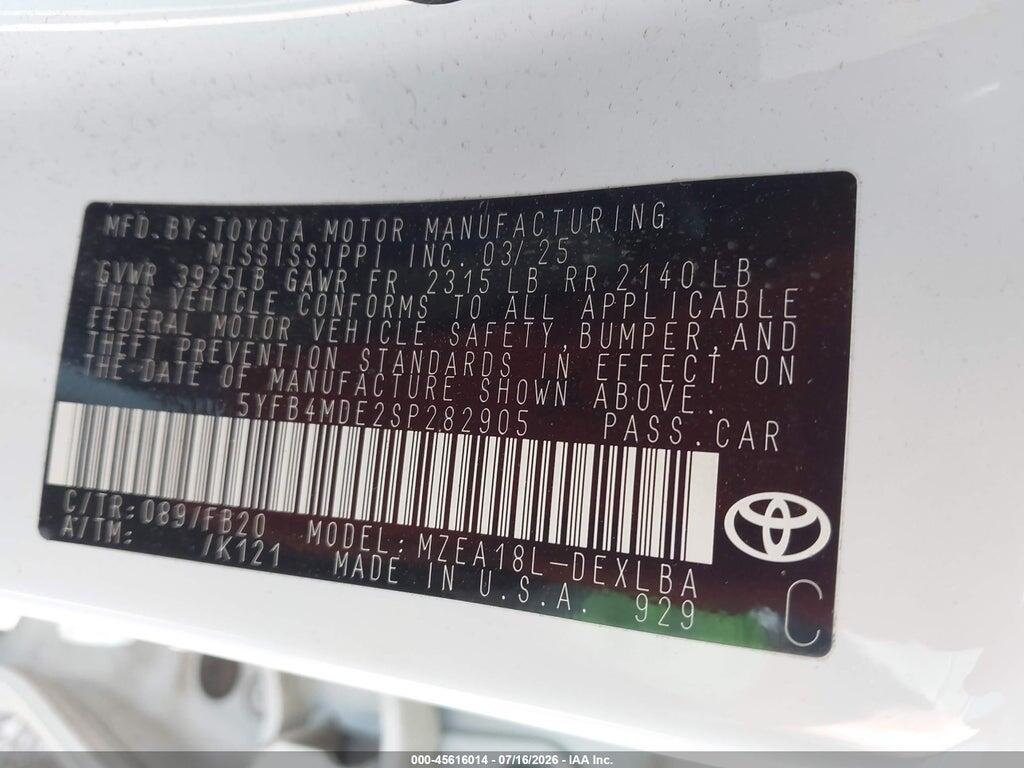 5YFB4MDE2SP282905 2025 TOYOTA COROLLA photo no. 9