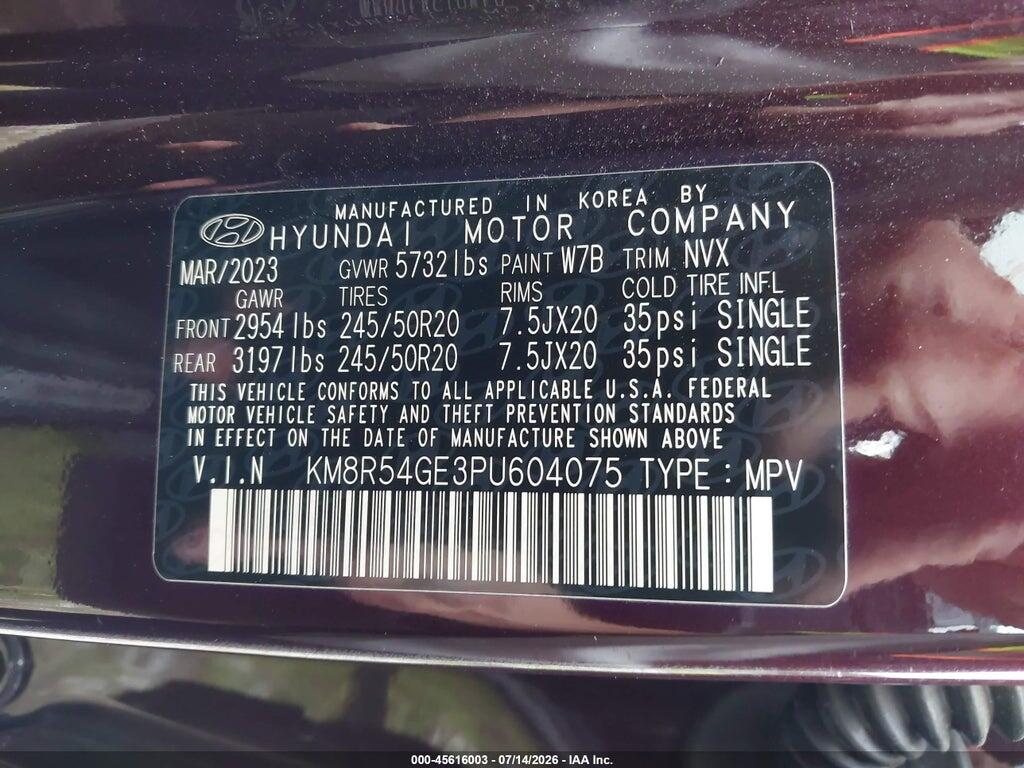 KM8R54GE3PU604075 2023 HYUNDAI PALISADE photo no. 9