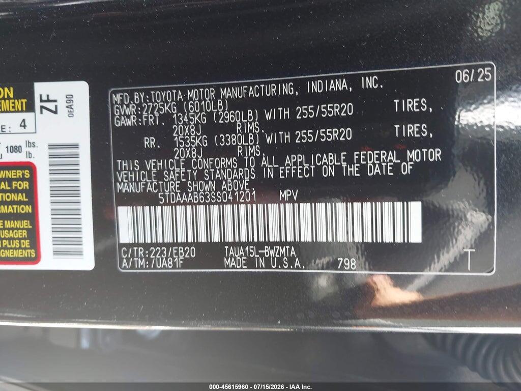 5TDAAAB63SS041201 2025 LEXUS TX 350 photo no. 9