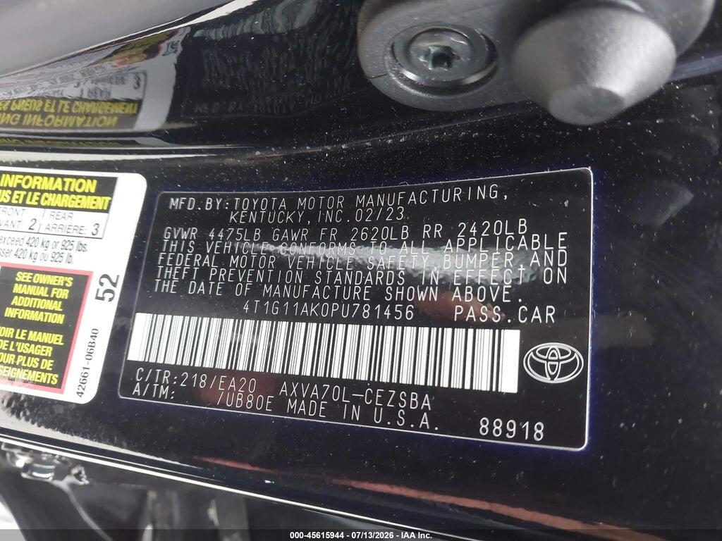 4T1G11AK0PU781456 2023 TOYOTA CAMRY photo no. 9