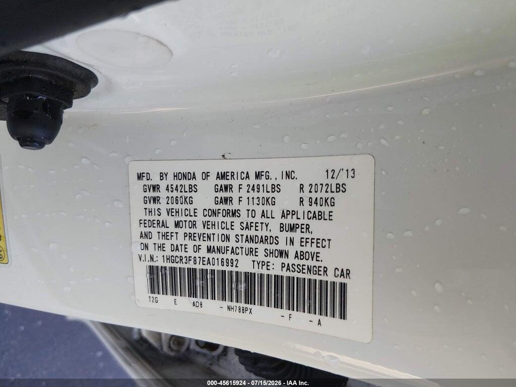 1HGCR3F87EA016992 2014 HONDA ACCORD photo no. 9
