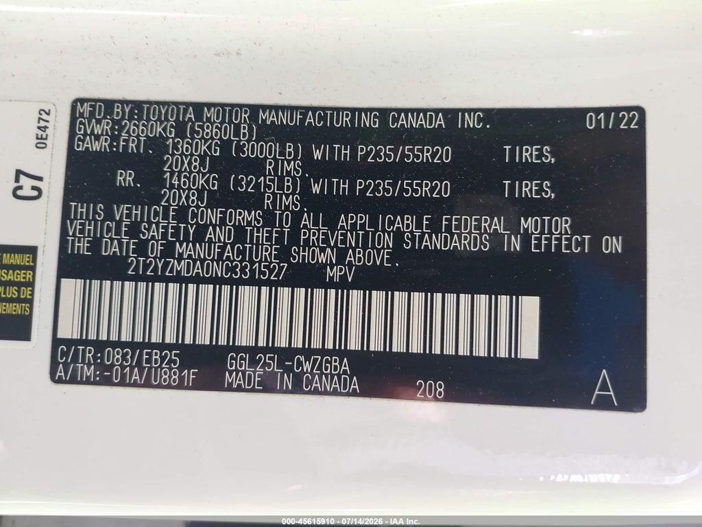 2T2YZMDA0NC331527 2022 LEXUS RX 350 photo no. 9