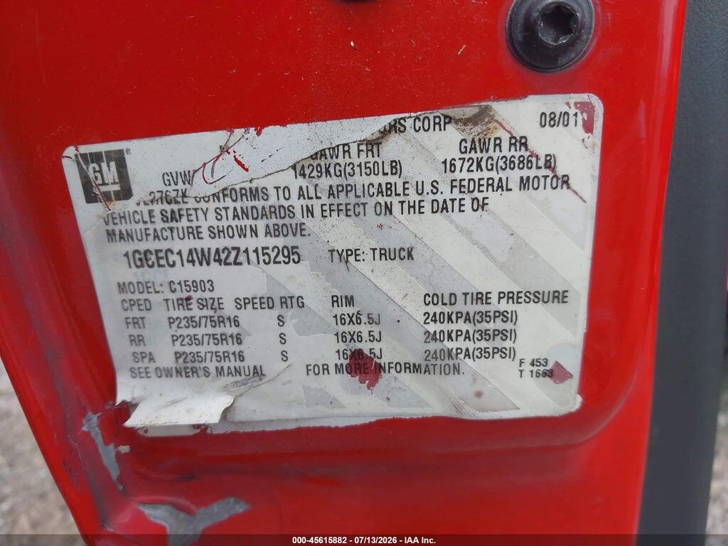 1GCEC14W42Z115295 2002 CHEVROLET SILVERADO 1500 photo no. 9