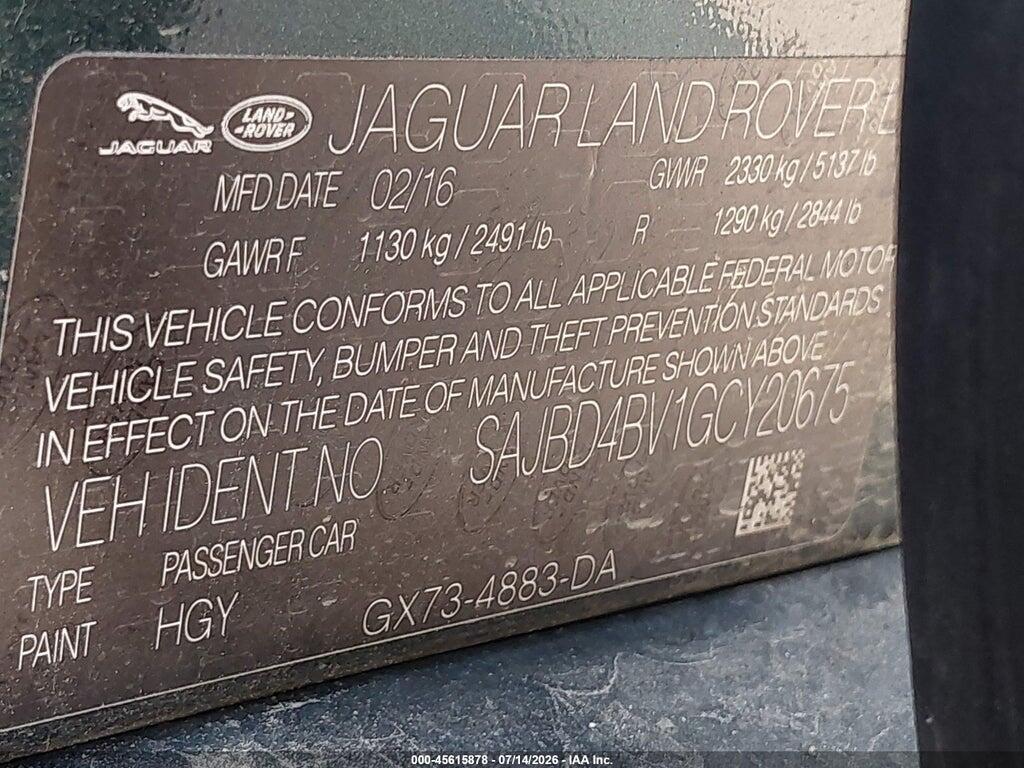 SAJBD4BV1GCY20675 2016 JAGUAR XF photo no. 9