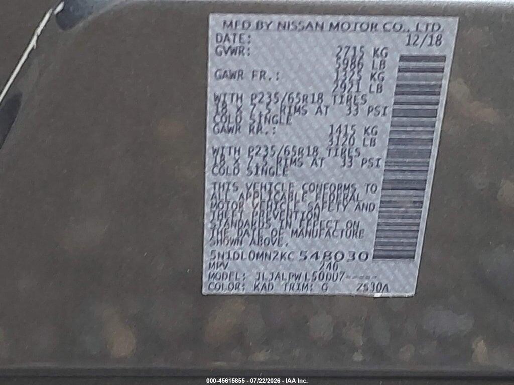 5N1DL0MN2KC548030 2019 INFINITI QX60 photo no. 9