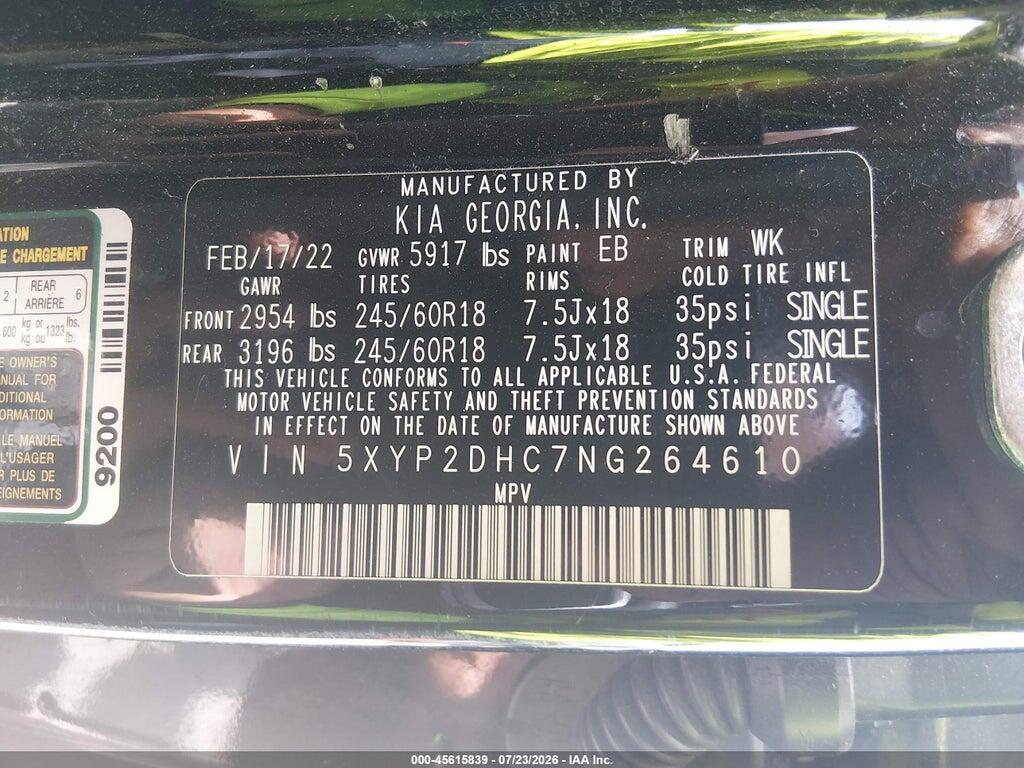 5XYP2DHC7NG264610 2022 KIA TELLURIDE photo no. 9