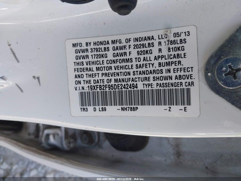 19XFB2F95DE242494 2013 HONDA CIVIC photo no. 9
