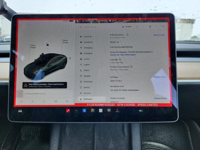 5YJ3E1EA9MF930220 2021 TESLA MODEL 3 photo no. 9
